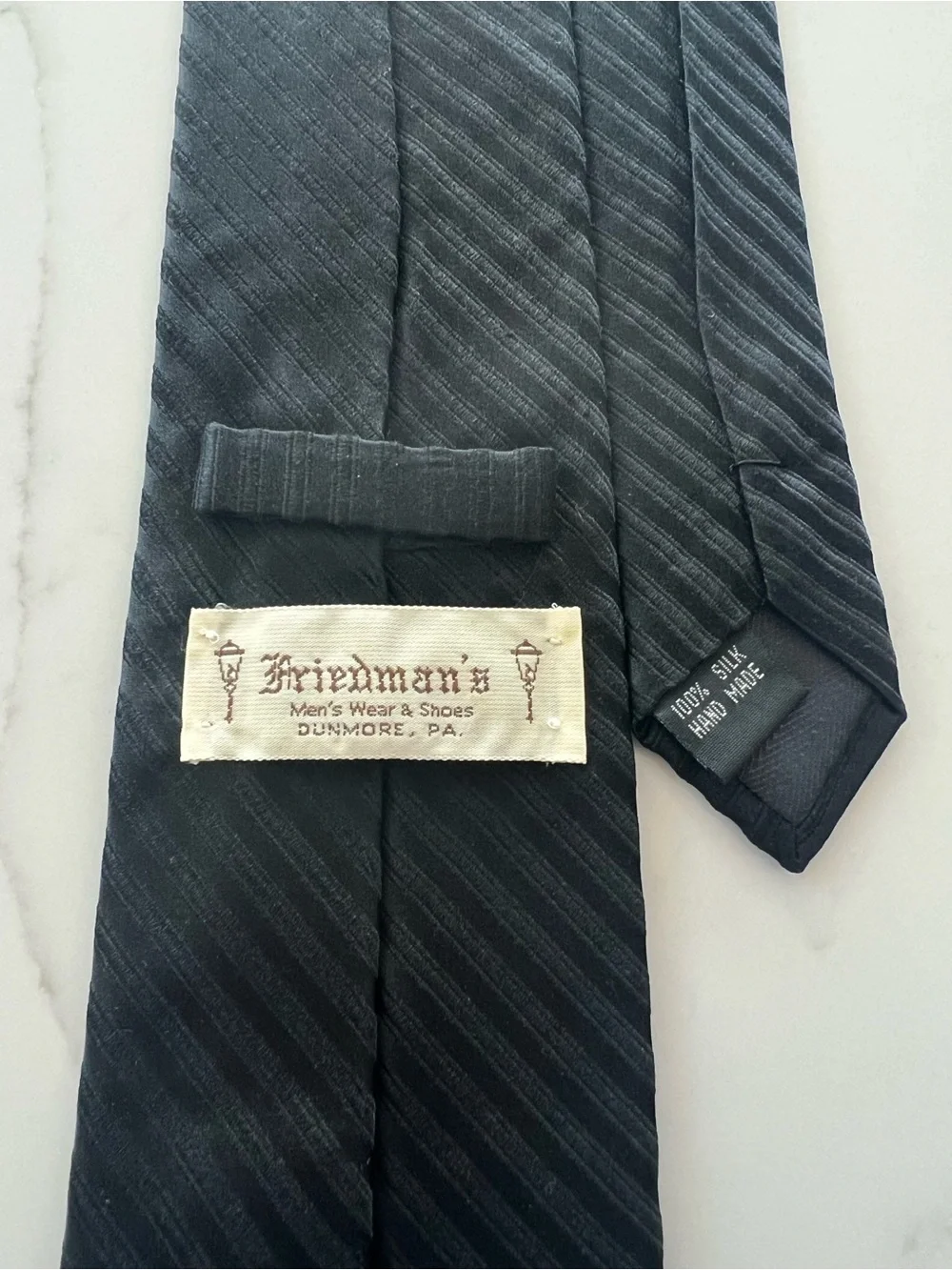 Sleek Silk Black Tie with Subtle Diagonal Texture